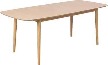 AC Design висувний обідній стіл Monty для 6 осіб, прямокутна стільниця, білий дуб, круглі ніжки, кухонний стіл, 160 x 75 x 90 см