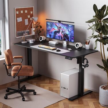 Регульований стіл WALKINGDESK для дому та офісу: електричний, 120 x 60 см, з 4 пам'яттю, з гачками, чорний