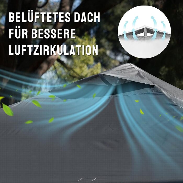 Павільйон CROWN SHADES 3x3: Водостійкий, стабільний, зимостійкий, захист від сонця UV 50+, для кемпінгу, саду та відпочинку. Сірий в клітинку.