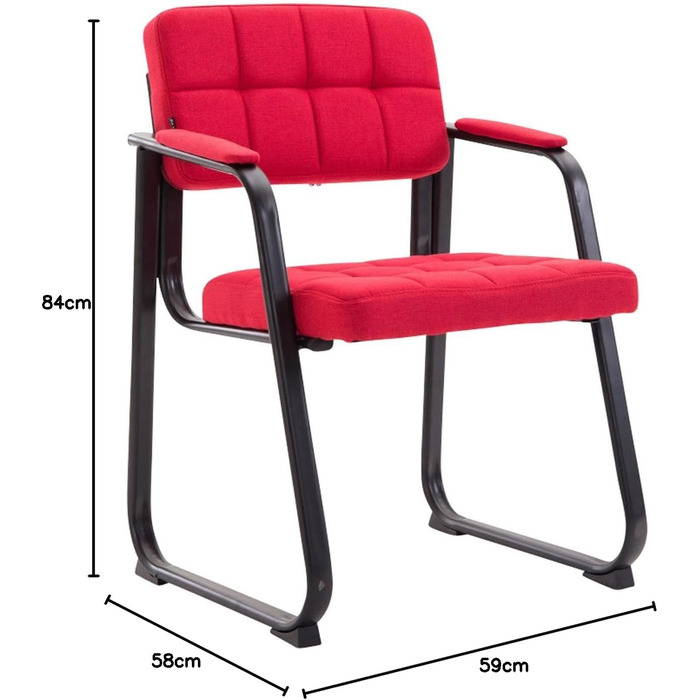 Крісло для відвідувачів Canada B з підлокітниками та м'яким сидінням, червоне. З металевим каркасом, для зони очікування.