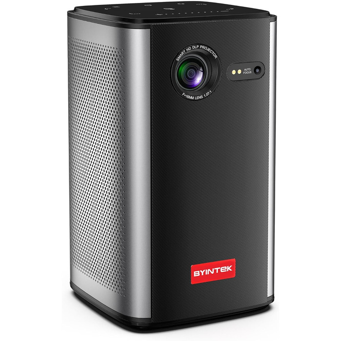 BYINTEK P70 Mini 3D проектор: портативний LED проектор з Wi-Fi, Android 9.0, підтримка 1080P/4K, акумулятор, сумка та штатив (сірий)