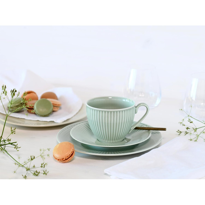 CreaTable Набір кавового сервізу Valencia Pastell, 18 предметів для 6 осіб, порцеляна, Made in Europe (Крем, Блакитний, Зелений)