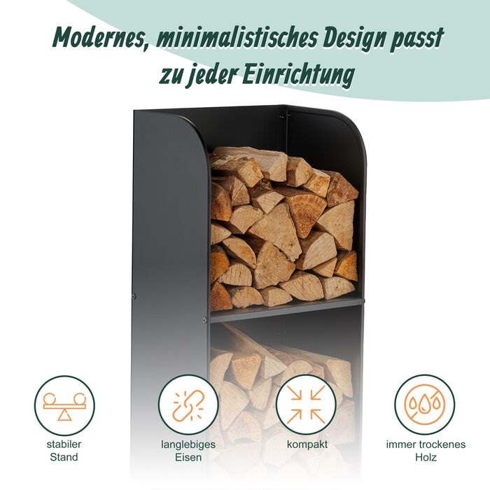 Стильна полиця для дров Relaxdays з двома відділеннями