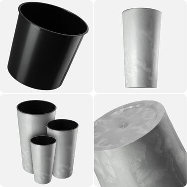 Набір горщиків KADAX (3 шт) з дерев'яною стружкою, сірий бетон, 19.25/30 см