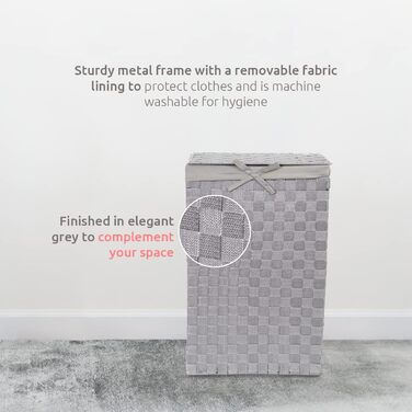 Кошик для білизни RAN6891 Stan з кришкою, ручками, плетіння, металевий каркас, знімне вкладиш з льону, 30 x 30 x 50 см, Колір: Коричневий