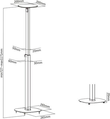 Підставка для динаміків My Wall HS 23 L, висувна, підлого типу, регульована по висоті, чорний колір, 2 шт.