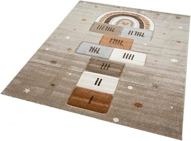 Килим-мрія дитяча кімната килим ігровий килимок з зірками надувна гра Рай і пекло серце Веселка Розмір (80 х 150 см, бежевий коричневий сірий)