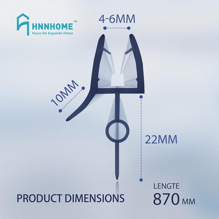 Ущільнювач для душової кабіни HNNHOME товщина скла 4-6 мм і щілинами 16-22 мм прозорий