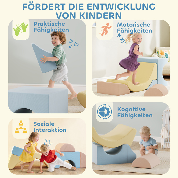 Набір з 5 пінопластових кріпильних блоків, обтягнутих шнуром, легкі, для будівництва, повзання та лазіння, різнокольорові