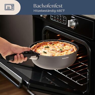 Набір посуду 17 частин з знімним ручками, антипригарне покриття, для всіх типів плит, включаючи індукційні, сумісний з духовкою (сірий)