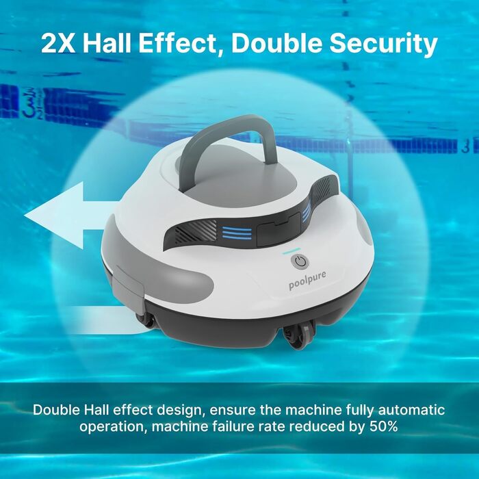 POOLPURE робот-пилосос для басейну, бездротовий, подвійний мотор, сенсор Hall, LED-дисплей, автостоянка, IPX8 водонепроникний