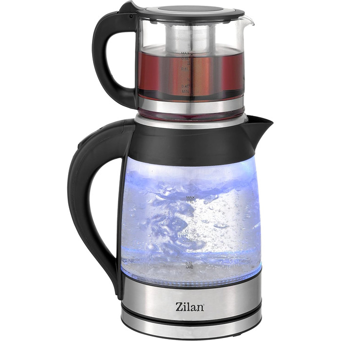 Електричний чайник-заварник Teekocher: скло, фільтр від накипу, 2200 Вт, захист від перегріву