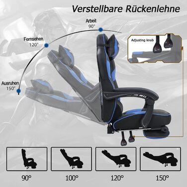 Крісло для геймерів з масажем YU YUSING чорно-синє