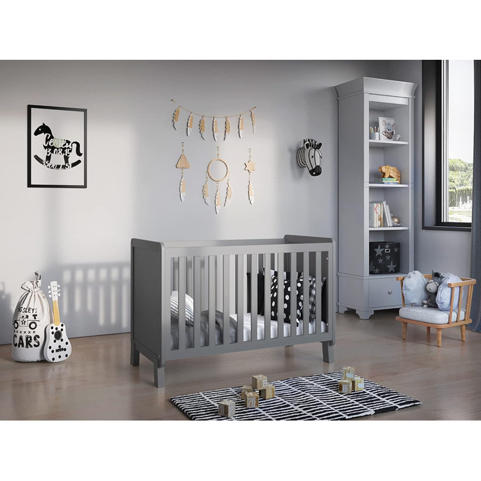 Дитяче ліжко-приліжкова ліжечко Love For Sleep 120x60 з матрацом з піною Aloe Vera, сіре - ліжко для новонароджених, збірна конструкція