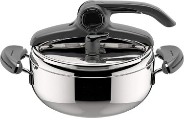 Скороварка Lagostina Mia Lagoeasy'UP 5 л з нержавіючої сталі 18/10, діаметр 22 см, для приготування на пару, сумісна з індукцією та газом, зручне відкриття кришки, з тришаровим радіальним дном, придатна для миття в посудомийній машині