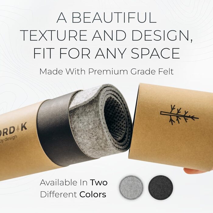 Килимок для столу Nordik з екошкіри та фетру, органайзер для кабелів (Сідло-коричневий, 89,9 x 43,2 см) — великий преміум килимок для миші та захисний підкладник для домашнього офісу