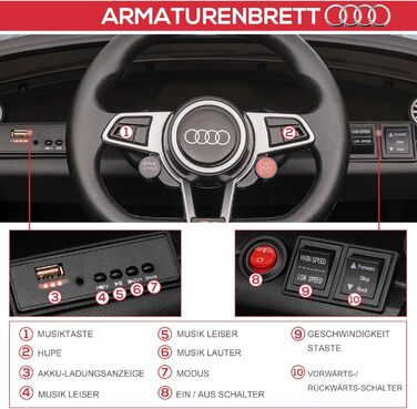 Дитячий електромобіль HOMCOM 12V з пультом, музикою, USB, MP3, LED-фарами, для дітей 3-5 років, чорний
