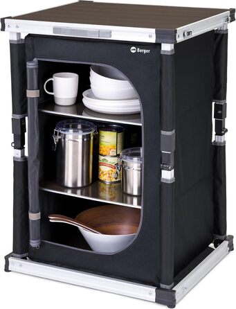 Кухонний шафчик для кемпінгу BERGER Tampere S: складаний шафчик для кухні з алюмінієвим каркасом та сумкою для транспортування