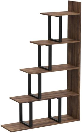 Стильна полиця YITAHOME з 5 полицями, L-подібної форми, чорно-коричневого кольору, для вітальні, спальні, офісу
