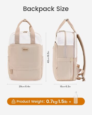 Сумка-рюкзак LOVEVOOK для жінок, 15.6 дюймів, для ноутбука, шкільний, підлітковий, елегантний, для подорожей, для дівчаток, водонепроникний, для роботи, для навчання, універсальний, бежевий, хакі