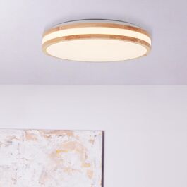 Світлодіодний настінно-стельовий світильник Lightbox 38 см - Стельовий світильник у природному стилі - 22 Вт - 2200 лм - 3000 К - виготовлений з металу/дерева/пластику - світло-коричневого/білого кольору