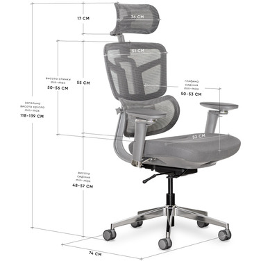 Крісло Mealux S4 Air Fabric Grey (арт. HF-S4 F/G)