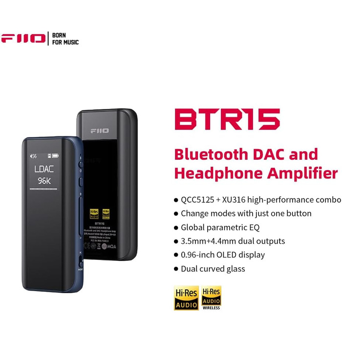 Підсилювач Bluetooth FIIO BTR15 (чорний)