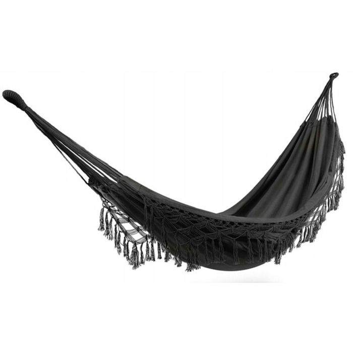 Двомісний гамак SandTropic чорний, тканинний, з металевим стійкою-каркасом, навантаження до 220 кг