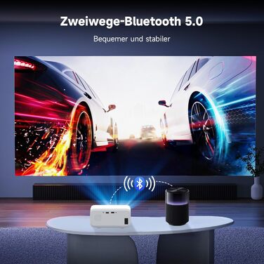 Міні проєктор VISULAPEX V3PRO: 12000LM, 1080P, WiFi, 5G, Zoom, для телефону, TV Stick, X-Box, ноутбука, білий