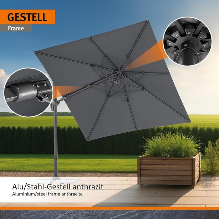 Парасолька від сонця Schneider RHODOS TWIST, 300 x 300 см, антрацит