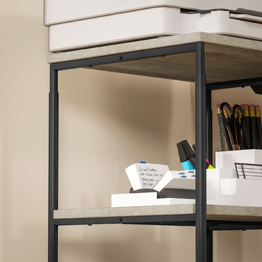 Підставка для принтера з 3 рівнями, регульована по висоті, мобільний стіл для принтера на колесах, для домашнього офісу, металева та дерев'яна