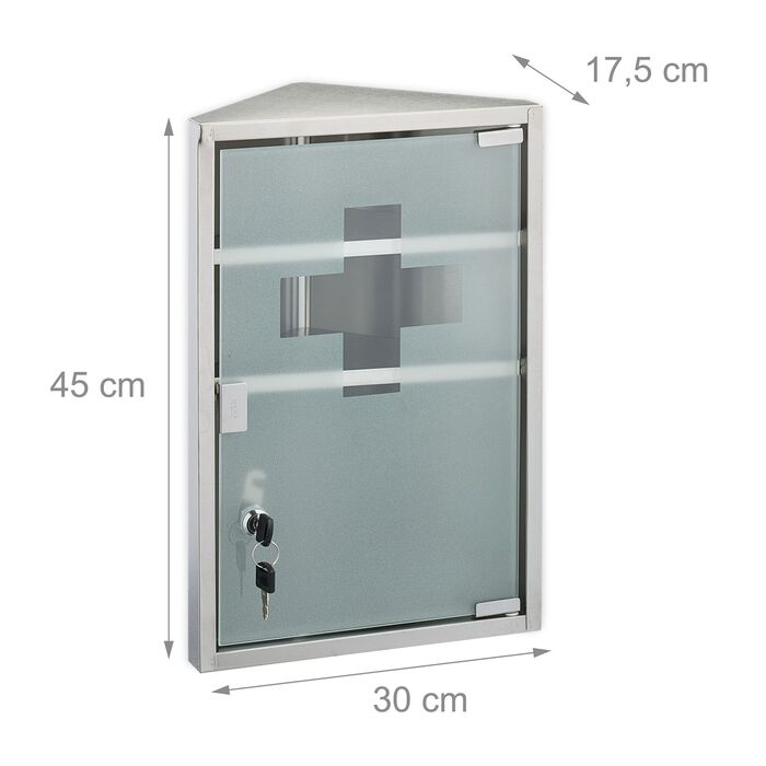 Шафка для медикаментів Relaxdays зі скляними дверцятами