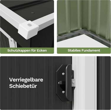 Сарай металевий Devoko 96x98x160 см для саду, тераси, з похилим дахом, антрацит. Комплект: рукавички, замок.