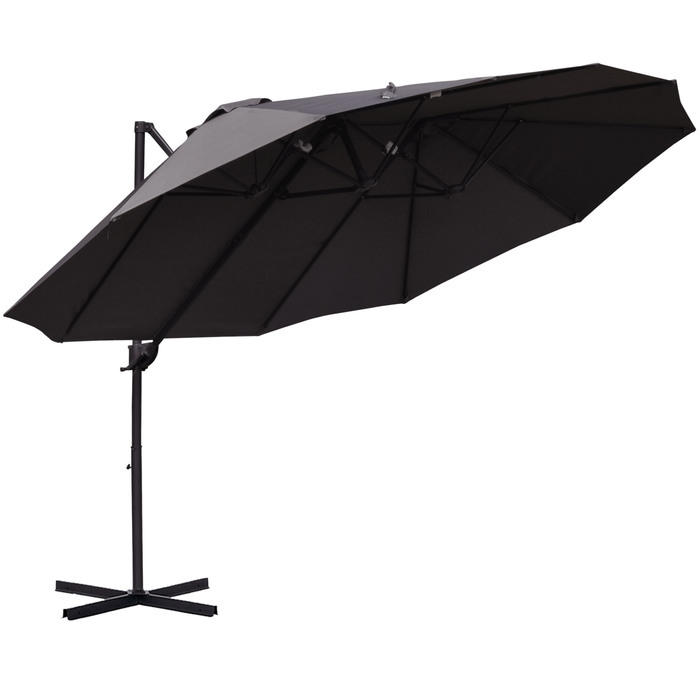 Консольна парасолька Outsunny Double Parasol з регульованою садовою парасолькою Sunshade Metal Dark Grey 440 x 270 x 250 см | Аосом