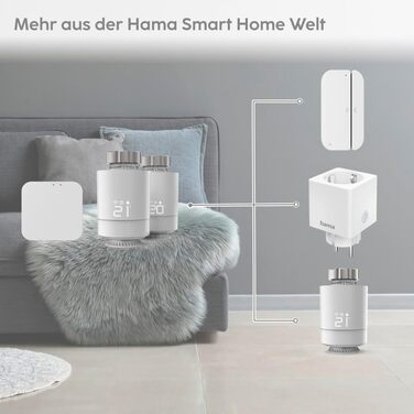 Hama Smartes Heizkörperthermostat (Розширювана система керування опаленням Wi-Fi) - Стартовий набір з хабом, 1 радіатор