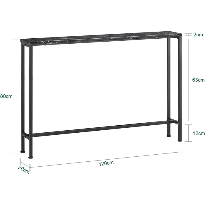 Консольний стіл SoBuy FSB19-Z вінтажний, металевий, під мармур, 120x65x20см, X-великий, чорний