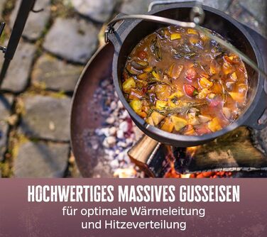 Набір голландської печі Grillfürst Dutch Oven BBQ Edition DO 9: чавунний котелок 8,5 л з підставкою, підняття кришки та сумка для зберігання