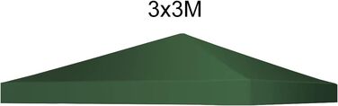 Заміна даху Альтанка 3x3м, Покриття для заміни даху павільйону Покриття даху для садової альтанки, Покриття альтанки (одинарний дах, темно-зелений) Однокрісний дах темно-зелений