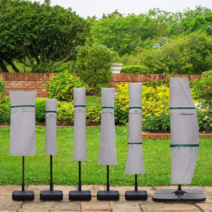 Чохол для садового парасоля Sekey: захисна накидка з кріпленням, водонепроникний, 190 x 30/50 см, світло-сірий