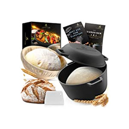 Завод КАМ'ЯНОГО віку випікати хліб у чавунному горщику вкл. Кошик для бродіння скребок для тіста, універсальний набір в якості форми для випічки хліба і ідеальна форма для випічки хліба