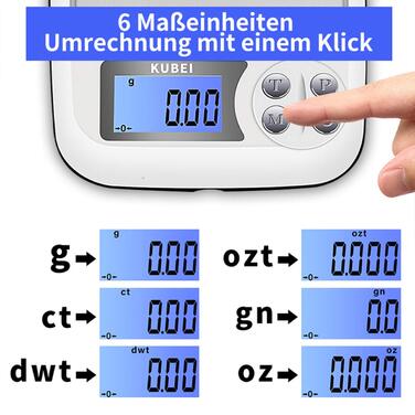 Ваги точності KUBEI 1 кг/0,01 г USB, цифрові кухонні та побутові ваги, нержавіюча сталь, для ювелірних виробів та монет