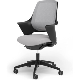 Ergotopia WellBack: Ергономічне крісло для офісу та дому, Made in Germany, з підтримкою попереку та синхромеханікою, білий каркас, сірий колір