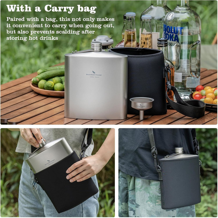 iBasingo Титанова фляга-термос 1.4л (49oz) для кемпінгу, туризму, Bushcraft. Легка, з міцним кришкою та воронкою.