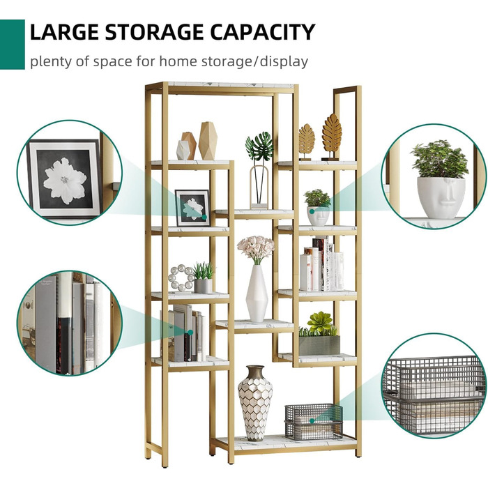 Стелаж YITAHOME для книг та речей, 5 ярусів, 30 x 100 x 180 см, білий, для офісу, вітальні, спальні