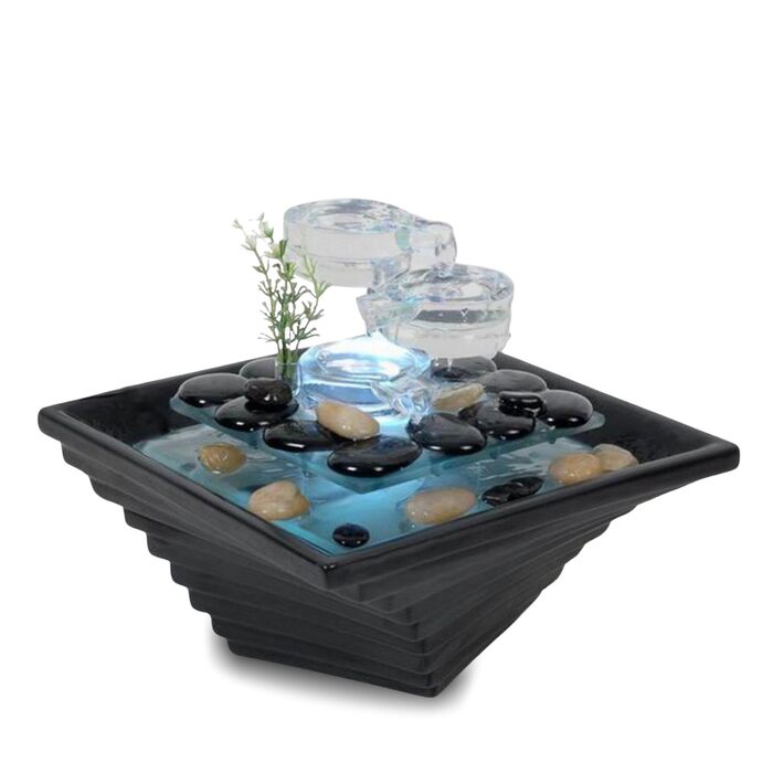 Внутрішній фонтан з кераміки та скла, декор для медитації, чаша Zen, подарунок, 20x23x23 см, Himalaya Zen'light