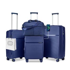Набір валіз Joyway 4 шт. з жорстким корпусом та TSA-замком, розширюваний, синій колір