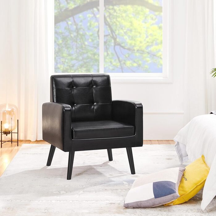 Крісло-мішок Yaheetech з підлокітниками, чорне, з поліуретану, до 136 кг