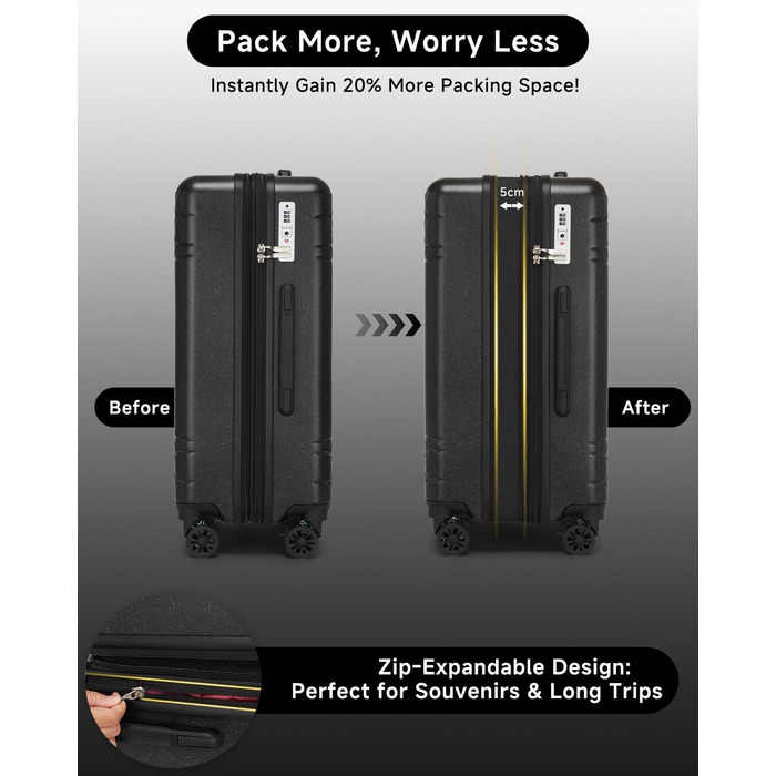 Набір валіз Sea Choice: 3 валізи з жорстким корпусом, розширювані, з TSA замком (20, 24, 28 дюймів)