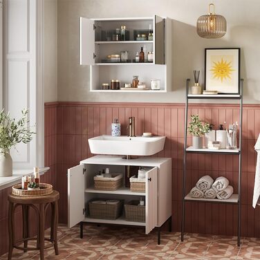 Підставка під раковину Vicco Eliza, 70x63 см, 2 дверцята, для зберігання аксесуарів та косметики (білий рифлений)