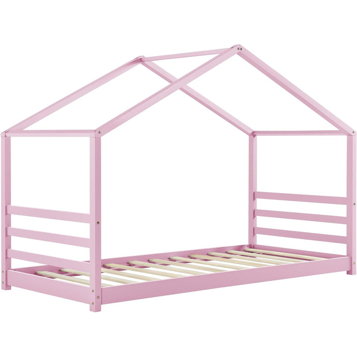 Дитяче ліжко Vardø Ліжко Vardø House в стилі Монтессорі Ліжко-будиночок Ігрове ліжко з рейковим каркасом Молодіжне ліжко з масиву сосни Каркас ліжка 90х200см (Рожевий, 90 х 200 см)